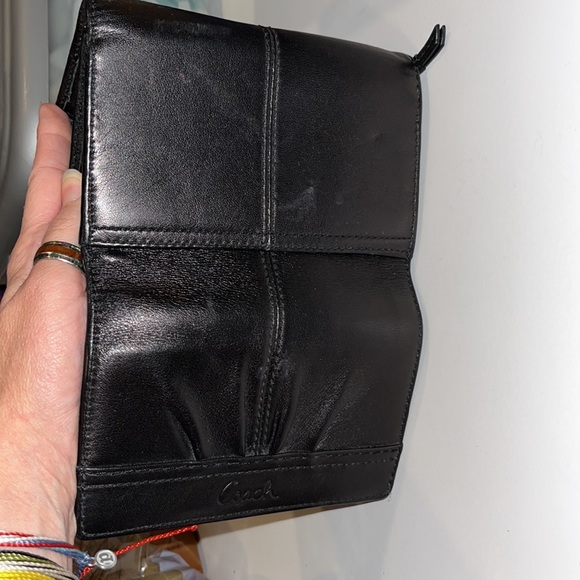 Coach Clutch Style Black Soft Leather Wallet w/Blue Fabric Inside ALMOST NEW - Picture 13 of 16